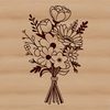 Beautiful Bouquet Clip Art Image Floral bouquet design featuring a mix of colorful flowers in a decorative arrangement.
