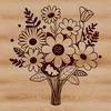 Elegant Wedding Bouquet Template Floral bouquet design with various flowers arranged in a decorative vase.