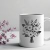 Beautiful Hand-Drawn Blooms A colorful arrangement of flowers in a bouquet design, ideal for wedding decor or Mother's Day gift ideas.