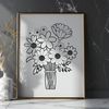 A stylized bouquet of flowers arranged in a decorative way.