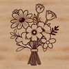 Traditional Flower Bouquet Design A bouquet of flowers arranged in a traditional style with multiple blooms, ideal for crafting or digital design.