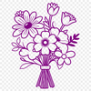 A hand-drawn bouquet of flowers in various colors and shapes, suitable for wedding decorations or Mothers Day gift ideas.