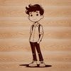 Neutral Face Vector Icon A single illustration of a boy in a neutral pose, suitable for various design applications.