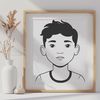 Minimalist Child Figure Illustration A simple illustration of a young boy in profile.
