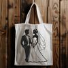 Happy Couple Exchange Vows Illustrated vector design concept of a happy couple exchanging vows in a romantic outdoor setting.