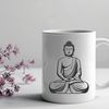 Vector illustration of a Buddhist figurine in meditation pose.