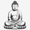 Meditating Buddha Silhouette A digital illustration of a seated Buddha in meditation, suitable for vector graphic design.