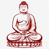 A detailed digital illustration of the Buddha's serene face, suitable for vector design and clip art use.