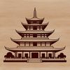 A detailed vector illustration of a traditional Buddhist temple structure.