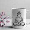 Traditional Buddhist Figure Illustration A detailed representation of the Buddha in traditional Buddhist attire.