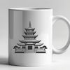 Buddhist Architecture Vector Artwork Buddhist temple architecture with intricate details, suitable for vector design projects.