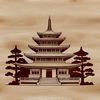 A detailed vector illustration of a traditional Buddhist temple with intricately designed architecture.