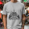 Buddhist Architecture SVG Image Free Download A detailed illustration of a traditional Asian-style temple with ornate architecture.