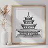 Elegant Asian Temple Architecture An intricately designed temple with traditional Buddhist architectural elements.