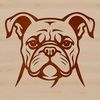 Bulldog Portrait Clip Art A vector illustration of a Bulldog's head with wrinkles and facial features.