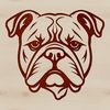 Stylized Bulldog Portrait Vector Image An SVG vector image featuring a stylized portrait of a Bulldog, suitable for various design applications.