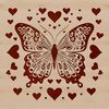 Beautiful Insect Illustration with Hearts A colorful illustration of a butterfly with hearts, suitable for graphic design and printing.