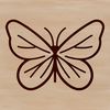 A simple line drawing of a colorful butterfly with intricate details, suitable for vector art and graphic design projects.