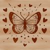 Colorful Butterfly with Love Hearts A colorful vector illustration of a butterfly with love hearts surrounding its body.