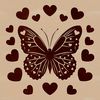 Illustrative vector art of a butterfly featuring heart motifs, ideal for use in graphic design and digital crafting.