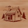 Rustic Woodland Retreat SVG A simple vector illustration of a cozy cabin with a rustic wooden exterior and a sloping roof.