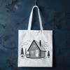 Simple Cabin Clip Art Vector Image A simple, illustrated cabin with a sloping roof and wooden details, suitable for vector art and cutting machine use.