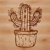 Spiny Plant Silhouette Design A stylized illustration of a single desert plant with sharp spines, ideal for vector art projects.