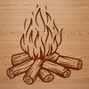 Flickering Campfire Flame Illustration A digital illustration of a campfire with flickering flames, suitable for outdoor-themed designs.