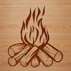 Warm Outdoor Ambiance A stylized illustration of a campfire with flames, suitable for outdoor enthusiasts and vector design applications.