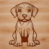 Sleek Weimaraner Silhouette A sitting Weimaraner breed dog with a slender build and distinctive coat pattern.