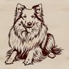 Shetland Sheepdog Breed Silhouette A small to medium-sized dog breed with a thick coat, lying down in a relaxed pose.