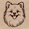 Stylized Canine Silhouette Design A stylized vector illustration of a small dog breed, specifically a Pomeranian.