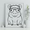 Cute Capybara Character in Glasses An anthropomorphic capybara character wearing glasses in a digital vector format.