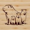 Simple line art design of a capybara, suitable for vector graphics and digital cutting tools.