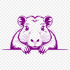 Capybara Illustration in SVG Format A close-up illustration of a capybara peeking out from behind a plant.