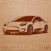 A simple illustration of a modern vehicle with sleek lines and curves.