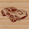 Geometric Ride A simple line art illustration of a vehicle with bold lines and geometric shapes.
