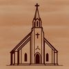 Traditional Catholic Church Facade Vector Art A detailed vector illustration of a traditional Catholic church facade with Gothic architecture elements.