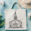 Catholic Architecture Illustration A detailed vector design of a traditional Catholic church building.