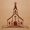 Traditional Catholic Church Icon An iconic representation of a traditional Catholic church with a distinctive design inspired by European architecture.