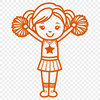 Cute Girl in Cheerleading Outfit A stylized illustration of a young girl in a cheerleading outfit, suitable for vector graphics.