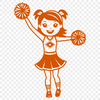 A young girl in a cheerleading uniform, leading a team with spirit and energy.