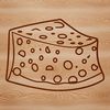 SVG illustration of a wedge of cheese in a realistic style.