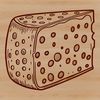A vector illustration of a wedge-shaped cheese with detailed texture.