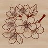 Blooming Sakura in Full Color A detailed vector representation of a single blooming sakura plant with delicate petals and stem.