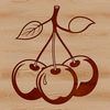 A detailed illustration of a cherry fruit with stem.
