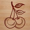 A digital illustration of a single cherry fruit with a glossy texture and realistic appearance.