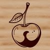 A stylized illustration of a ripe red cherry.