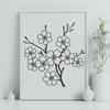 Beautiful Cherry Blossom SVG Graphic A graphic representation of a single sakura flower with petals unfolding from the center.