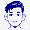 Young Face Vector Design A young boy with a neutral expression, illustrated as a simple vector design.